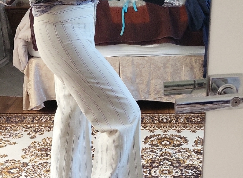 H&M Cream Wide-Leg Pinstripe Trousers
